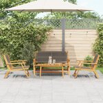 vidaXL Chaises de jardin avec table 4 Pièces Gris Bois d'acacia massif