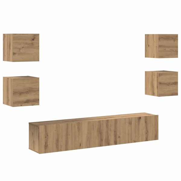 vidaXL Meuble TV 6 Pièces Marron 160 x 30 x 30 cm Bois d'ingénierie