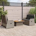 vidaXL Salon de jardin 3 Pièces avec coussins Gris Résine tressée