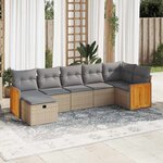 vidaXL Salon de jardin avec coussins 7 Pièces beige résine tressée