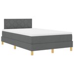 vidaXL Lit à ressort LED avec matelas Gris foncé 120 x 190 cm tissu