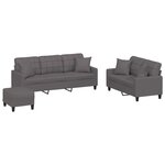 vidaXL Ensemble de canapés 3 Pièces avec coussins gris similicuir
