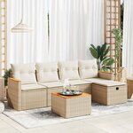 vidaXL Salon de jardin avec coussins 6 Pièces beige résine tressée