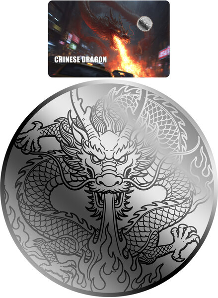 Monnaie CHINESE DRAGON 1/500 Oz Platine 25$ Liberia 2026 (PRÉCOMMANDE)