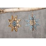 2 flocons de neige 3D en bois pour sapin de Noël