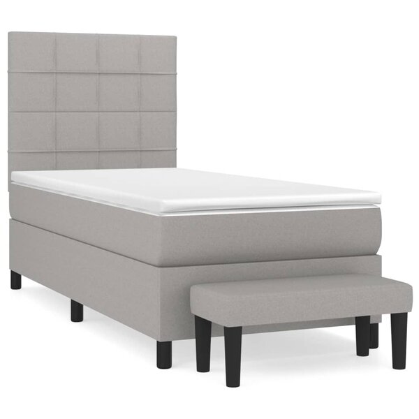 vidaXL Sommier à lattes de lit et matelas Gris clair 90x190 cm Tissu