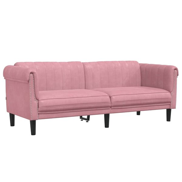 vidaXL Canapé à 3 places rose velours