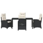 vidaXL Ensemble de salle à manger de jardin 5 pièces avec coussins noir en poly rattan