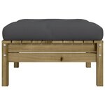 vidaXL Repose-pieds de jardin avec coussins lot de 2 bois pin imprégné
