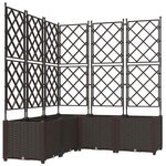 vidaXL Bac à fleurs avec Treillis 5 Pièces Marron 120 x 120 x 143 cm PP