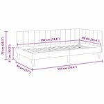 vidaXL Cadre de lit d'angle Rouge bordeaux 90 x 190 cm Velours