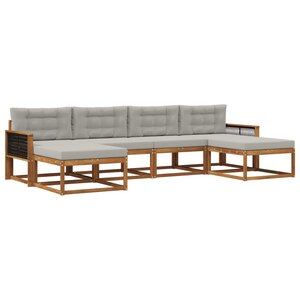 vidaXL Ensemble de canapés d'extérieur 6 pc Naturel et gris clair