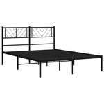 vidaXL Cadre de lit métal avec tête de lit noir 160x200 cm