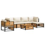 vidaXL Salon de jardin avec coussins 7 Pièces bois massif d'acacia