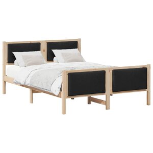 vidaXL Cadre de lit avec tête de lit Noir 135 x 190 cm tissu