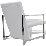 vidaXL Fauteuils lot de 2 avec cadre chromé blanc similicuir