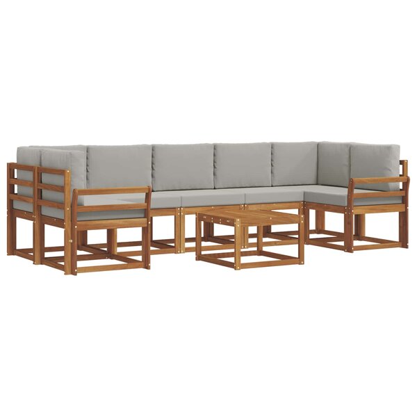vidaXL Ensemble de canapés d'extérieur 8 pc Gris Naturel et Clair