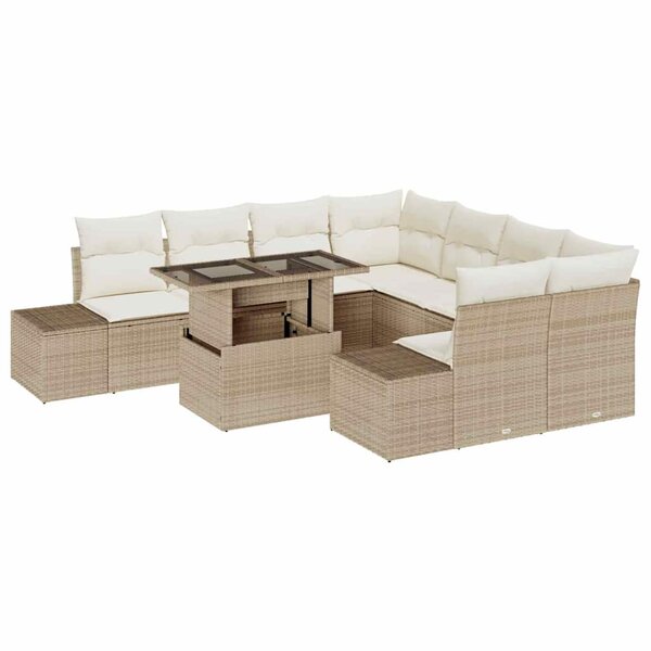 vidaXL Ensemble de canapé de jardin avec coussin 9 Pièces Beige et crème