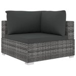 vidaXL Salon de jardin 4 Pièces avec coussins Résine tressée Gris