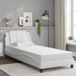 vidaXL Cadre de lit avec lumières LED blanc 90x190 cm similicuir