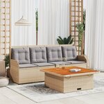 vidaXL Salon de jardin avec coussins 3 Pièces beige résine tressée