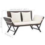 vidaXL Banc de jardin avec coussins 176 cm Marron Résine tressée