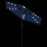 vidaXL Parasol de jardin LED mât en acier bleu azuré 225x225x212 cm