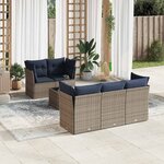 vidaXL Salon de jardin 6 Pièces avec coussins gris résine tressée