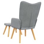 vidaXL Chaise de relaxation avec tabouret Gris clair Tissu