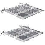 vidaXL Chaises de jardin lot de 2 avec coussins à carreaux gris Teck