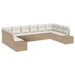 vidaXL Ensemble de canapé de jardin 10 pièces avec coussins beige en rotin