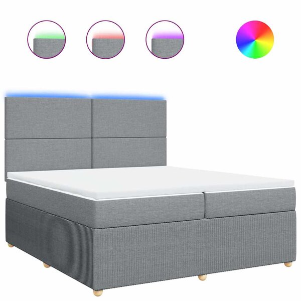 vidaXL Sommier à lattes de lit avec matelas Gris clair 200x200cm Tissu