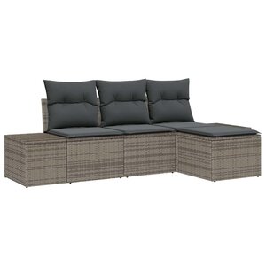 vidaXL Ensemble de canapé de jardin 4 Pièces Gris Poly rotin