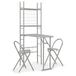 vidaXL Ensemble à dîner pliant 3 Pièces et étagère de rangement MDF acier