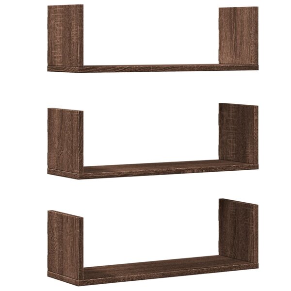 vidaXL Étagères murales 3Pièces chêne marron 58x18x18cm bois d'ingénierie