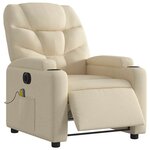 vidaXL Fauteuil inclinable de massage électrique crème tissu