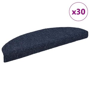 vidaXL Tapis d'escalier autocollants 30 pièces 65 x 21 x 4 cm Bleu Demi-rond Grand