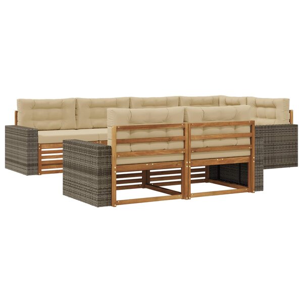 vidaXL Ensemble de canapés d'extérieur 7 pc Naturel et Beige