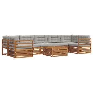 vidaXL Ensemble de canapés d'extérieur 8 pc Gris Naturel et Clair
