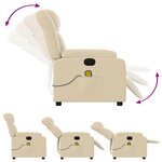 vidaXL Fauteuil inclinable de massage électrique crème tissu