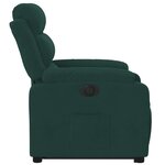 vidaXL Fauteuil inclinable électrique vert foncé velours