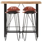 vidaXL Ensemble de bar 5 Pièces Bois solide et cuir véritable