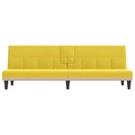 vidaXL Canapé-lit avec porte-gobelets jaune clair tissu