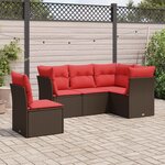 vidaXL Salon de jardin avec coussins 5 Pièces marron résine tressée