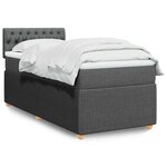 vidaXL Sommier à lattes de lit avec matelas Gris foncé 90x200 cm Tissu