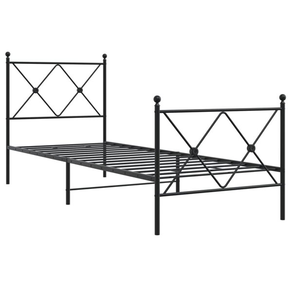 vidaXL Cadre de lit métal avec tête de lit/pied de lit noir 80x200 cm