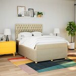 vidaXL Sommier à lattes de lit avec matelas Crème 140x200 cm Tissu