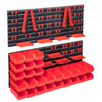 vidaXL Kit de bacs de stockage et panneaux muraux 103Pièces rouge et noir
