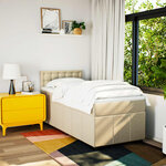 vidaXL Sommier à lattes de lit avec matelas Crème 100x200 cm Tissu