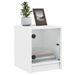 vidaXL Tables de chevet avec portes en verre 2 Pièces blanc 35x37x42 cm